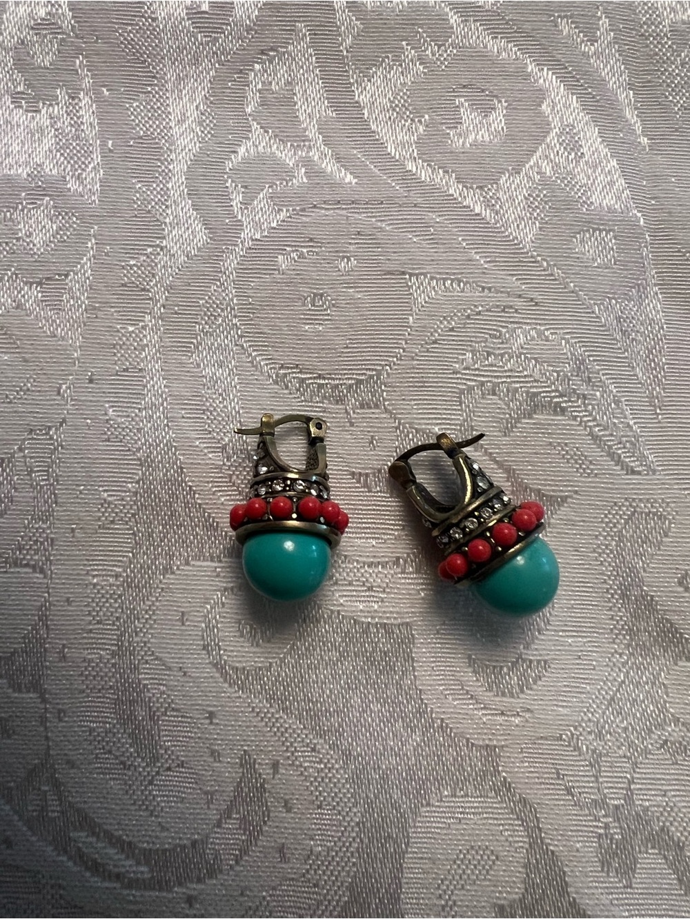 HEIDI DAUS TURQUOISE AND CORAL EARRINGS - Picture 3 of 3